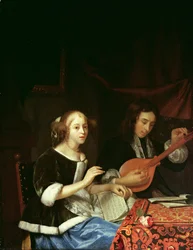 Una joven pareja haciendo música, c.1665-70